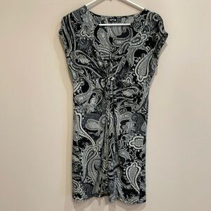 Apt 9 - Dress - Black, Grey and White Paisley with cap sleeves - Size PS